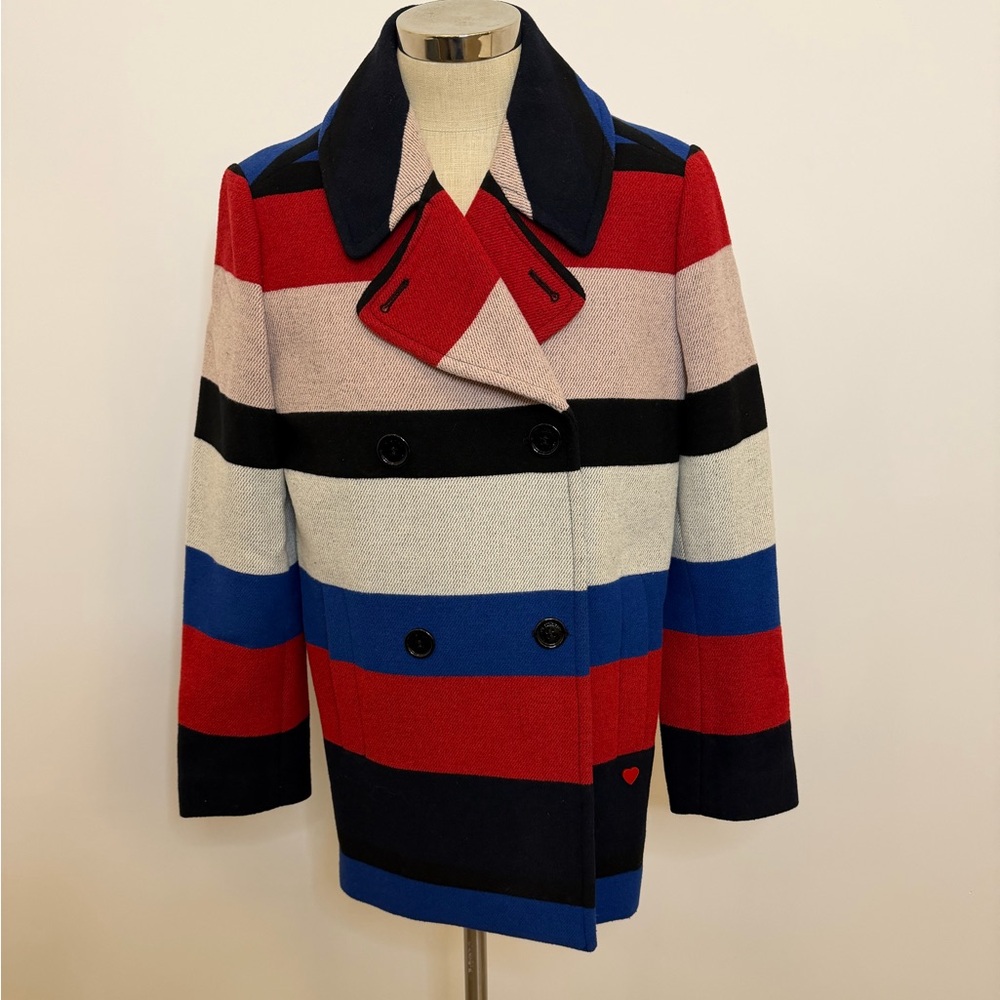 Love Moschino Multicolor Striped Pea Coat